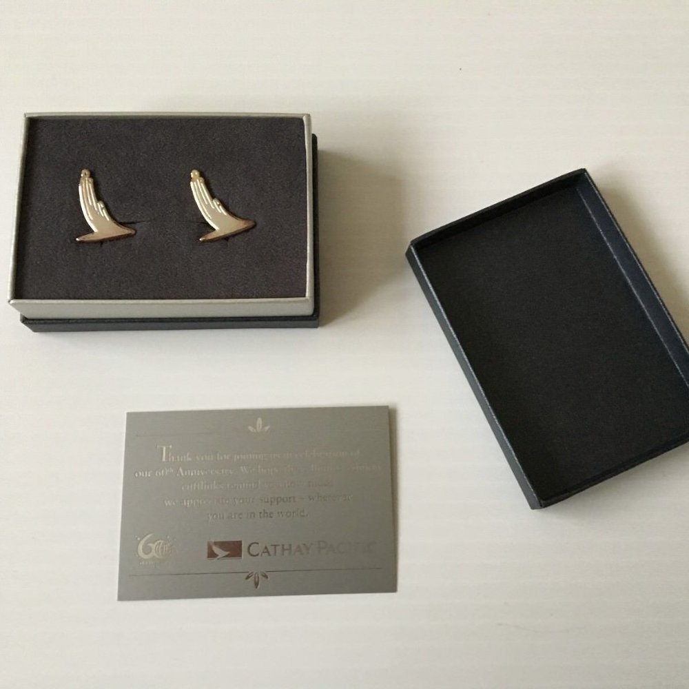 - 60th anniversary Cathay Pacific airline SILVER CUFF LINKS limited edition rare